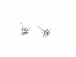 Silver CZ Planet Stud Earrings