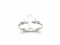 Silver Cross Band Ring