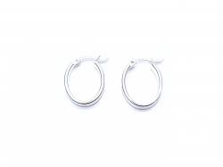 Silver Oval Hoop Earrings 15mm