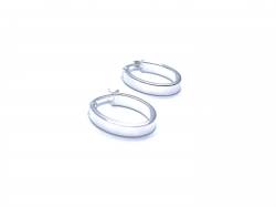 Silver Oval Hoop Earrings 15mm