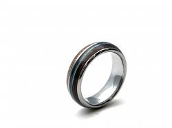 Tungsten Carbide Ring Wood & Abalone Shell Inlay