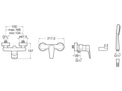 Roca Atlas Wall-Mounted Shower Mixer with Accessories - Chrome