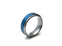 Tungsten Carbide Hammered Ring Blue IP Plating 7mm