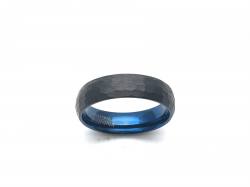 Tungsten Hammered Ring Black & Blur IP Plating 6mm