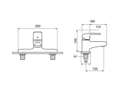 Roca Monodin-N Deck-Mounted Shower Mixer - Chrome