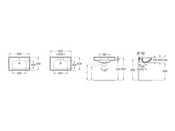 Roca Carmen 800 x 500mm 1 Tap Hole Wall-Hung Basin