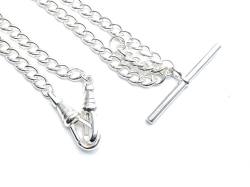 Silver Plated Double Watch Albert Style Chain