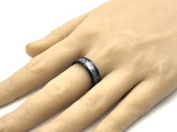 Tungsten Carbide Ring Black IP Plate Carbon Fibre