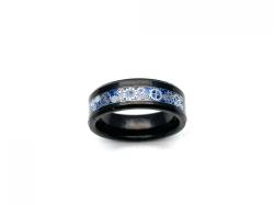 Tungsten Carbide Ring Black & Blue IP Plating 7mm