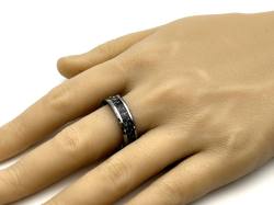 Tungsten Carbide Ring Black Sandstone Inlay 6mm