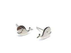 Silver Whale Stud Earrings