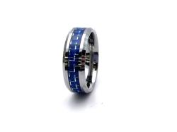 Tungsten Carbide Ring Blue Carbon Fibre Inlay 8mm