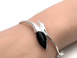 Silver Whitby Jet Bangle