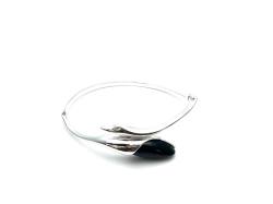 Silver Whitby Jet Bangle