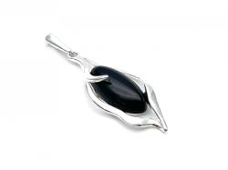 Silver Whitby Jet Fancy Pendant