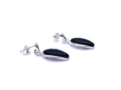 Silver Whitby Jet Drop Earrings