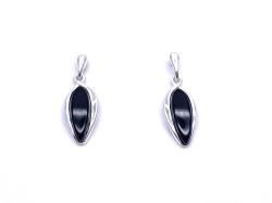 Silver Whitby Jet Drop Earrings