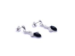 Silver Whitby Jet Drop Earrings