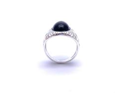 Silver Filigree Whitby Jet Ring