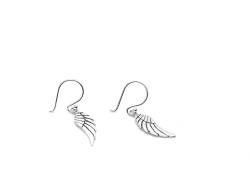 Silver Polished Angel Wing Drop Earrings