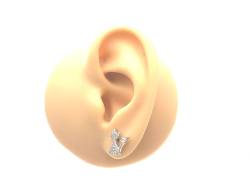 Silver CZ Abstract Cat Earring Studs