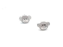 Silver CZ Monkey Head Stud Earrings