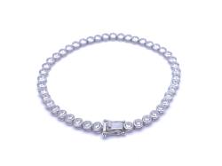 Silver CZ Rubover Tennis Bracelet 7 3/4 Inch