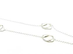 Silver Hoops Lines Necklace 32 inch