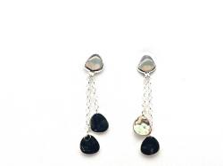 Silver Artic Stone Drop Stud Earrings 48mm