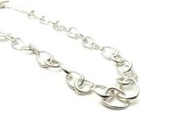 Silver Pebble Link Necklet with T Bar Fastener