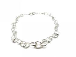 Silver Pebble Link Necklet with T Bar Fastener