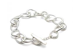 Silver Pebble Link Bracelet with T Bar Fastener