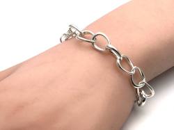 Silver Pebble Link Bracelet with T Bar Fastener