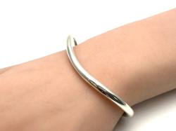 Silver Wave Solid Torque Bangle