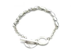 Silver Pebble Heart Bracelet with T Bar Fastener