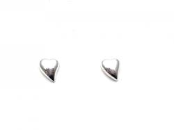 Silver Polished Pebble Heart Stud Earrings