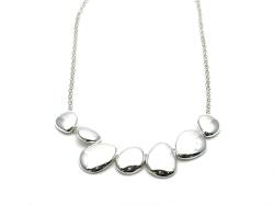 Silver Polished Pebble Necklet with T Bar Fastener