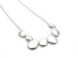 Silver Polished Pebble Necklet with T Bar Fastener