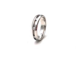 Silver CZ Satin Wedding Band 5mm