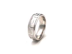 Silver Greek Design Wedding Band 6mm