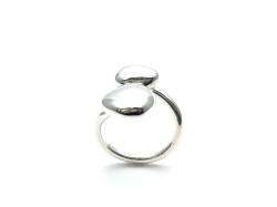 Silver Polished 2 Pebble Ring