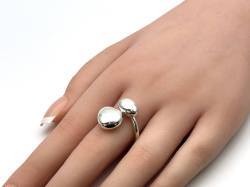 Silver Polished 2 Pebble Ring