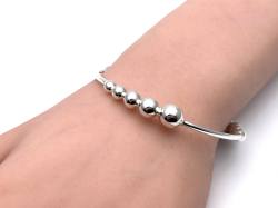 Silver Polished Rain Water Droplet Bangle