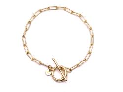 Silver Yellow Gold Plated T-Bar Paperclip Bracelet