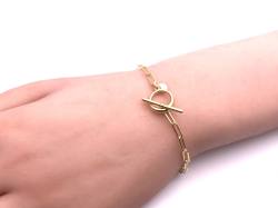 Silver Yellow Gold Plated T-Bar Paperclip Bracelet