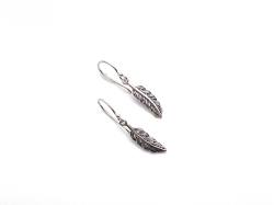 Silver Feather Drop Earrings