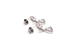 Silver CZ Drop Stud Earrings