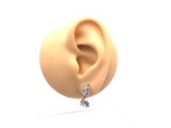 Silver CZ Drop Stud Earrings