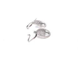 Silver CZ Tree of Life Drop Hook Earrings