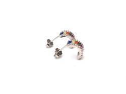 Silver Rainbow Huggie Stud Earrings